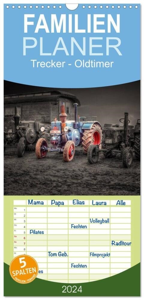 Familienplaner 2024 - Trecker - Oldtimer mit 5 Spalten (Wandkalender, 21 x 45 cm) CALVENDO (Calendar)