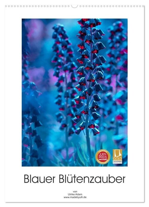 Blauer Blutenzauber (Wandkalender 2024 DIN A2 hoch), CALVENDO Monatskalender (Calendar)