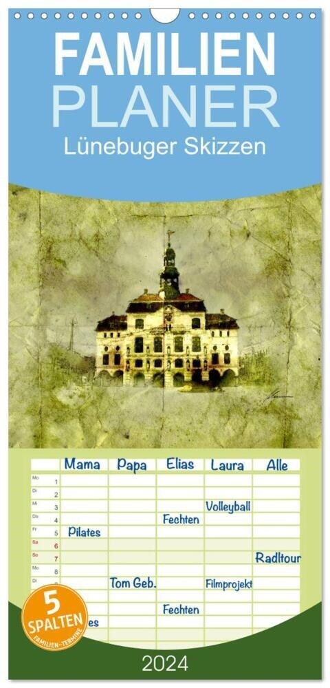 Familienplaner 2024 - Luneburger Skizzen mit 5 Spalten (Wandkalender, 21 x 45 cm) CALVENDO (Calendar)