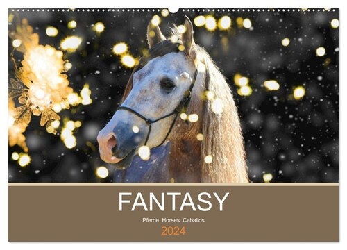 FANTASY Pferde Horses Caballos (Wandkalender 2024 DIN A2 quer), CALVENDO Monatskalender (Calendar)