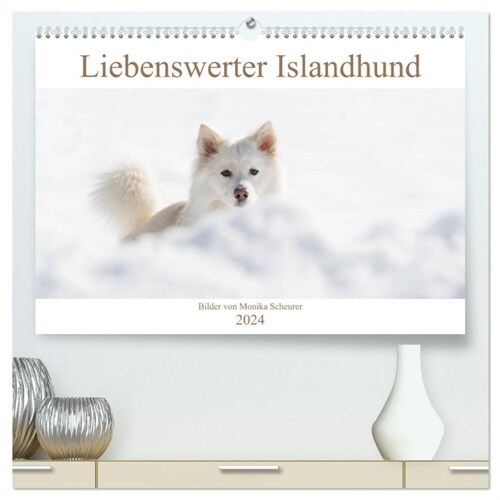 Liebenswerter Islandhund (hochwertiger Premium Wandkalender 2024 DIN A2 quer), Kunstdruck in Hochglanz (Calendar)