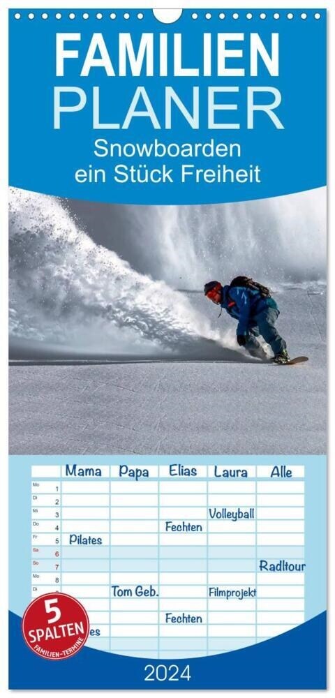 Familienplaner 2024 - Snowboarden - ein Stuck Freiheit mit 5 Spalten (Wandkalender, 21 x 45 cm) CALVENDO (Calendar)