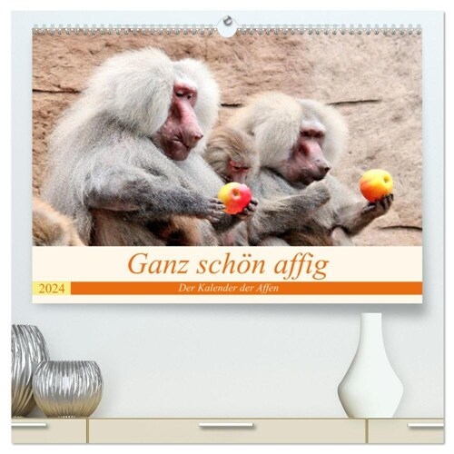 Ganz schon affig - Der Kalender der Affen (hochwertiger Premium Wandkalender 2024 DIN A2 quer), Kunstdruck in Hochglanz (Calendar)