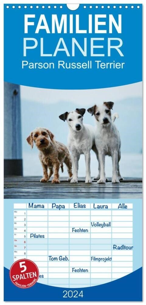 Familienplaner 2024 - Parson Russell Terrier mit 5 Spalten (Wandkalender, 21 x 45 cm) CALVENDO (Calendar)