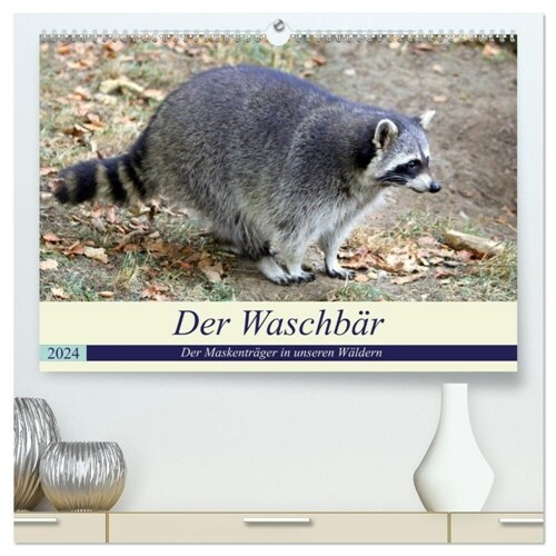 Der Waschbar - Der Maskentrager in unseren Waldern (hochwertiger Premium Wandkalender 2024 DIN A2 quer), Kunstdruck in Hochglanz (Calendar)