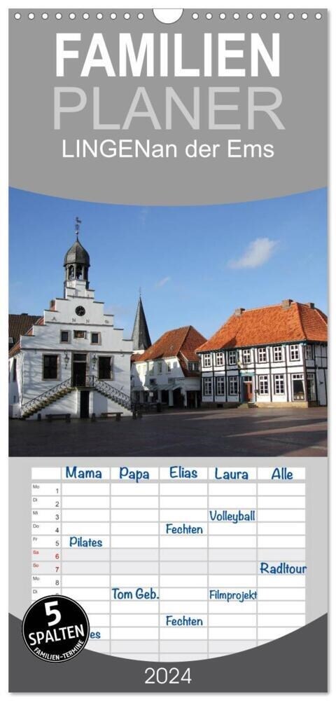 Familienplaner 2024 - LINGEN an der Ems mit 5 Spalten (Wandkalender, 21 x 45 cm) CALVENDO (Calendar)