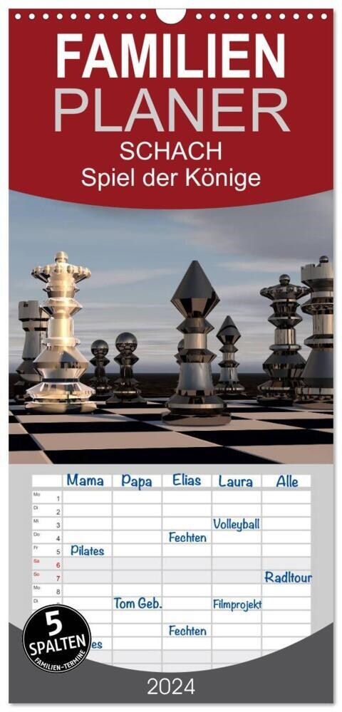 Familienplaner 2024 - SCHACH - Spiel der Konige mit 5 Spalten (Wandkalender, 21 x 45 cm) CALVENDO (Calendar)