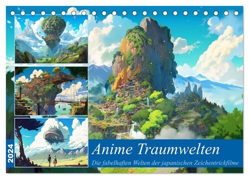 Anime Traumwelten (Tischkalender 2024 DIN A5 quer), CALVENDO Monatskalender (Calendar)
