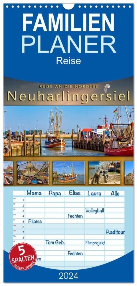 Familienplaner 2024 - Reise an die Nordsee - Neuharlingersiel mit 5 Spalten (Wandkalender, 21 x 45 cm) CALVENDO (Calendar)