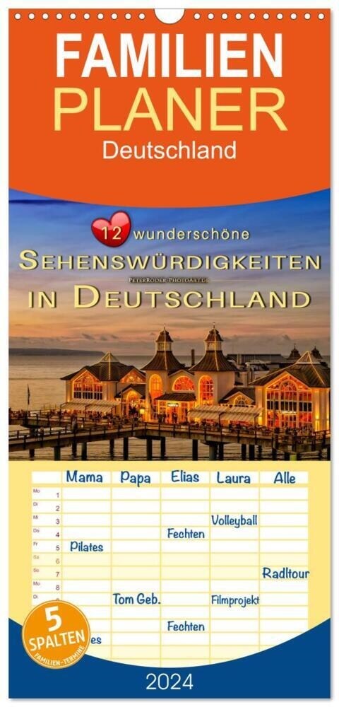 Familienplaner 2024 - 12 wunderschone Sehenswurdigkeiten in Deutschland mit 5 Spalten (Wandkalender, 21 x 45 cm) CALVENDO (Calendar)