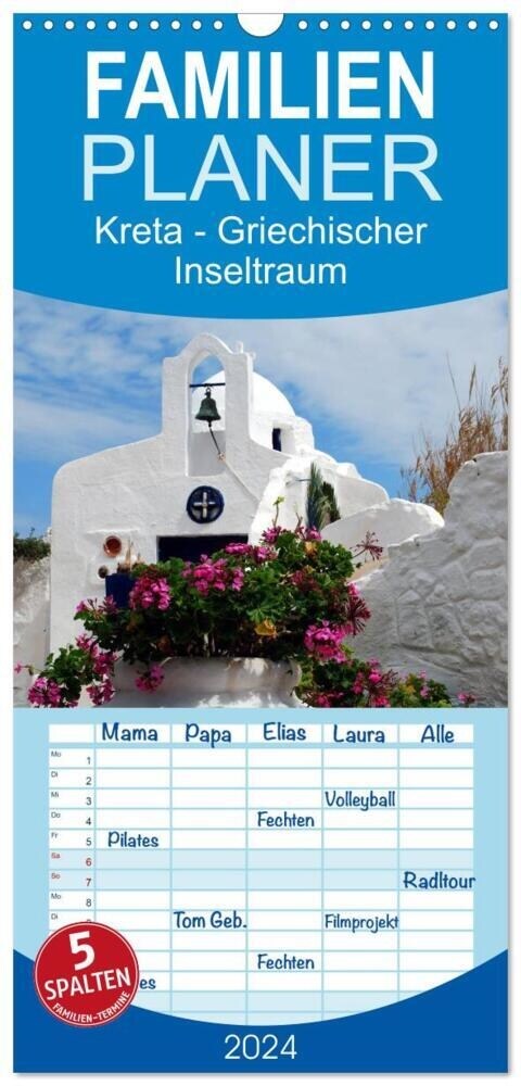 Familienplaner 2024 - Kreta - Griechischer Inseltraum mit 5 Spalten (Wandkalender, 21 x 45 cm) CALVENDO (Calendar)