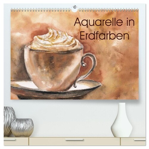 Aquarelle in Erdfarben (hochwertiger Premium Wandkalender 2024 DIN A2 quer), Kunstdruck in Hochglanz (Calendar)