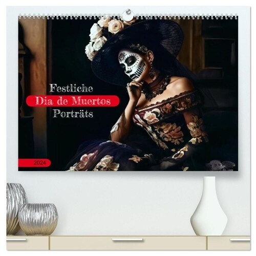 Festliche Dia de Muertos Portrats (hochwertiger Premium Wandkalender 2024 DIN A2 quer), Kunstdruck in Hochglanz (Calendar)
