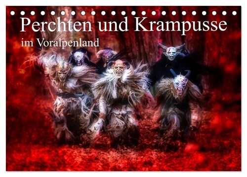 Perchten und Krampusse im Voralpenland (Tischkalender 2024 DIN A5 quer), CALVENDO Monatskalender (Calendar)