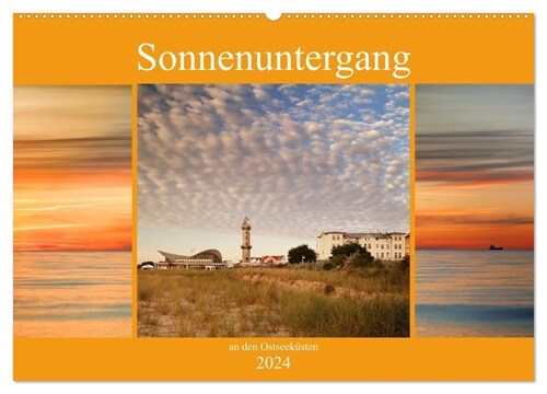 Sonnenuntergang an der Ostsee (Wandkalender 2024 DIN A2 quer), CALVENDO Monatskalender (Calendar)