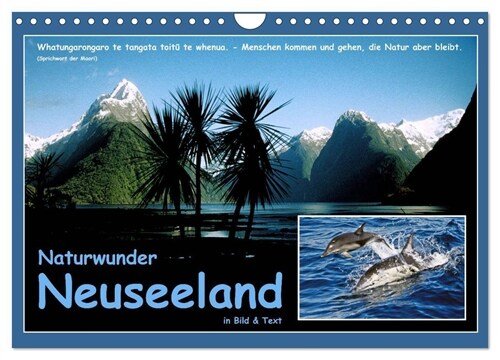 Naturwunder Neuseeland - in Bild und Text (Wandkalender 2024 DIN A4 quer), CALVENDO Monatskalender (Calendar)