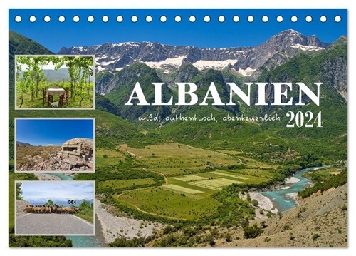 Albanien - wild, authentisch, abenteuerlich (Tischkalender 2024 DIN A5 quer), CALVENDO Monatskalender (Calendar)