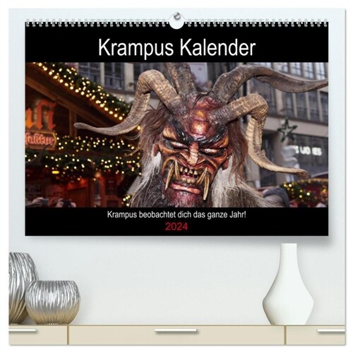 알라딘 Krampus Kalender 2024 (hochwertiger Premium Wandkalender 2024 DIN A2 quer), Kunstdruck in
