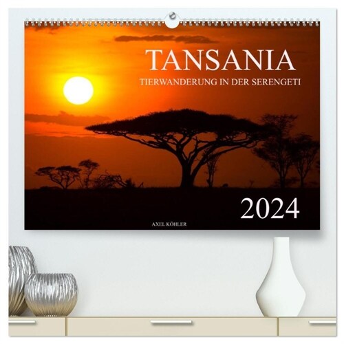 Tansania - Tierwanderung in der Serengeti (hochwertiger Premium Wandkalender 2024 DIN A2 quer), Kunstdruck in Hochglanz (Calendar)