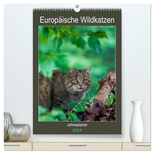 Europaische Wildkatzen - Jahresplaner (hochwertiger Premium Wandkalender 2024 DIN A2 hoch), Kunstdruck in Hochglanz (Calendar)