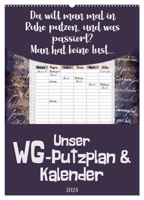 Gothic WG-Putzplan & Kalender 2024 (Wandkalender 2024 DIN A2 hoch), CALVENDO Monatskalender (Calendar)
