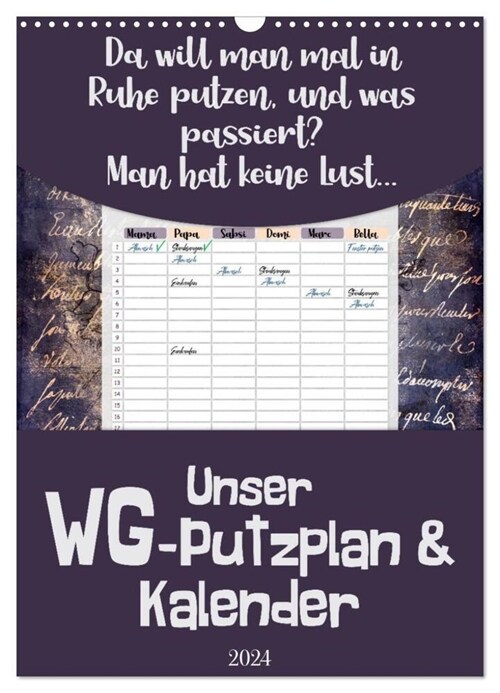 Gothic WG-Putzplan & Kalender 2024 (Wandkalender 2024 DIN A3 hoch), CALVENDO Monatskalender (Calendar)
