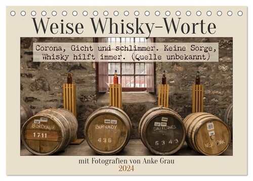 Weise Whisky-Worte (Tischkalender 2024 DIN A5 quer), CALVENDO Monatskalender (Calendar)