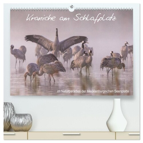 Kraniche am Schlafplatz - im Naturparadies der Mecklenburgischen Seenplatte (hochwertiger Premium Wandkalender 2024 DIN A2 quer), Kunstdruck in Hochgl (Calendar)