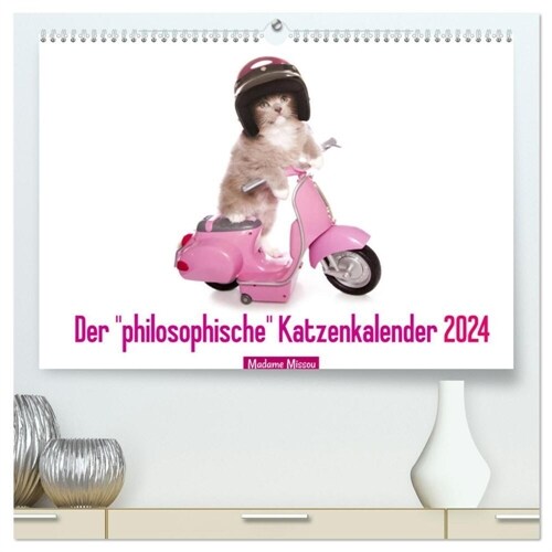 Der philosophische Katzenkalender 2024 (hochwertiger Premium Wandkalender 2024 DIN A2 quer), Kunstdruck in Hochglanz (Calendar)