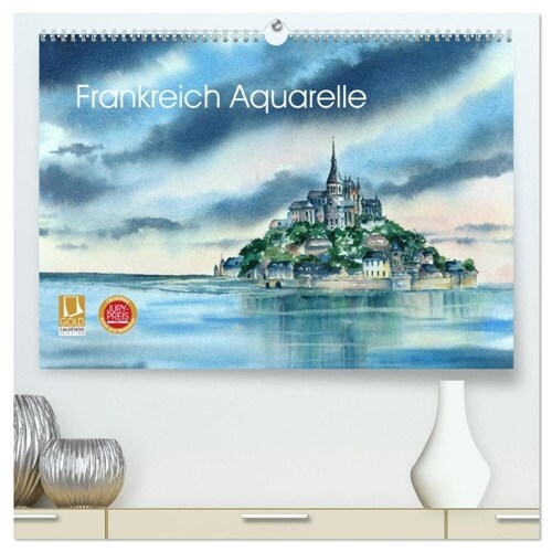 Frankreich Aquarelle (hochwertiger Premium Wandkalender 2024 DIN A2 quer), Kunstdruck in Hochglanz (Calendar)