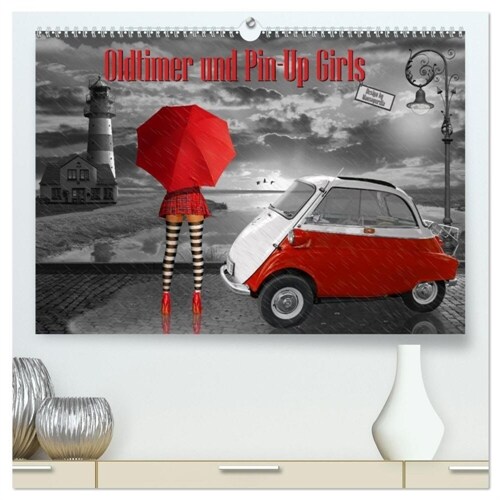 Oldtimer und Pin-Up Girls by Mausopardia (hochwertiger Premium Wandkalender 2024 DIN A2 quer), Kunstdruck in Hochglanz (Calendar)