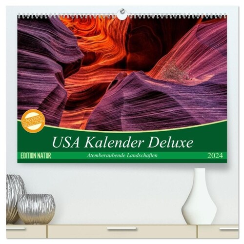 USA Kalender Deluxe (hochwertiger Premium Wandkalender 2024 DIN A2 quer), Kunstdruck in Hochglanz (Calendar)