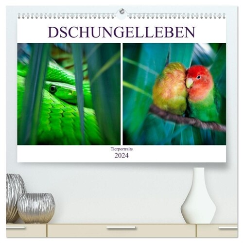 Dschungelleben - Tierportraits (hochwertiger Premium Wandkalender 2024 DIN A2 quer), Kunstdruck in Hochglanz (Calendar)