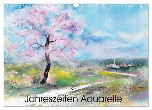 Jahreszeiten Aquarelle (Wandkalender 2024 DIN A3 quer), CALVENDO Monatskalender (Calendar)