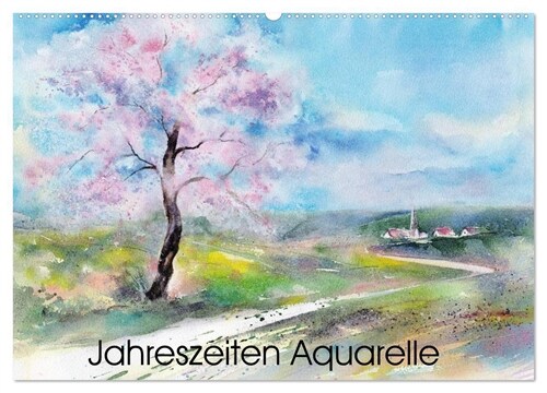 Jahreszeiten Aquarelle (Wandkalender 2024 DIN A2 quer), CALVENDO Monatskalender (Calendar)