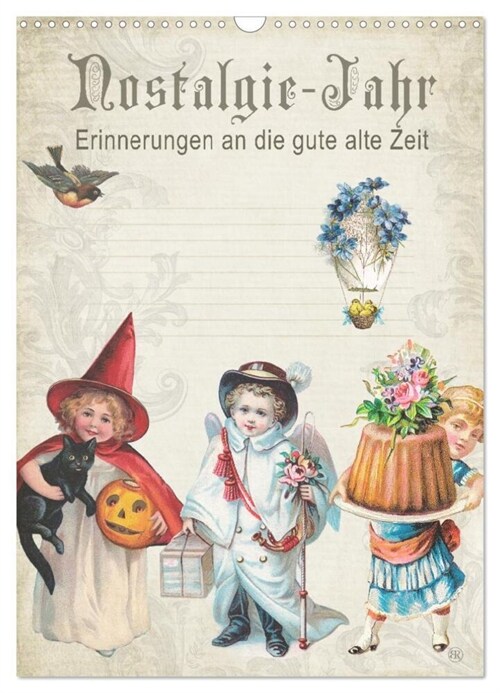 Nostalgie-Jahr, Motive aus alten Poesiealben (Wandkalender 2024 DIN A3 hoch), CALVENDO Monatskalender (Calendar)