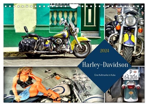 Harley-Davidson - Eine Kultmarke in Kuba (Wandkalender 2024 DIN A4 quer), CALVENDO Monatskalender (Calendar)