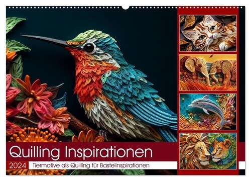 Quilling Inspirationen (Wandkalender 2024 DIN A2 quer), CALVENDO Monatskalender (Calendar)