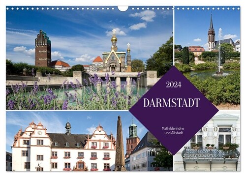Darmstadt - Mathildenhohe und Altstadt (Wandkalender 2024 DIN A3 quer), CALVENDO Monatskalender (Calendar)