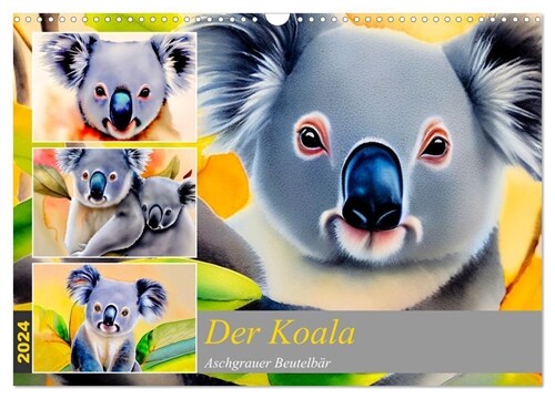 Der Koala 2024. Aschgrauer Beutelbar (Wandkalender 2024 DIN A3 quer), CALVENDO Monatskalender (Calendar)