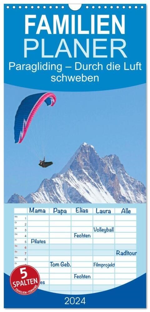 Familienplaner 2024 - Edition Funsport: Paragliding - Durch die Luft schweben mit 5 Spalten (Wandkalender, 21 x 45 cm) CALVENDO (Calendar)