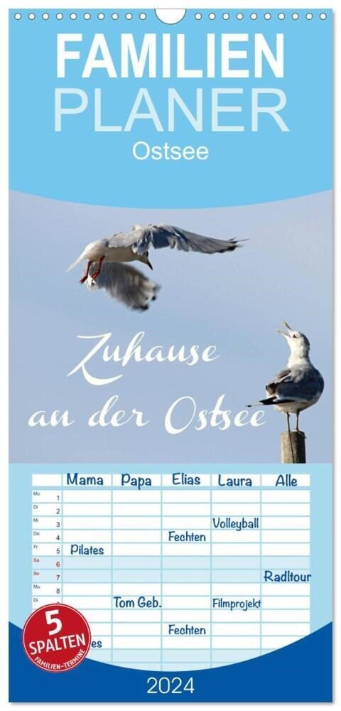 Familienplaner 2024 - Zuhause an der Ostsee mit 5 Spalten (Wandkalender, 21 x 45 cm) CALVENDO (Calendar)