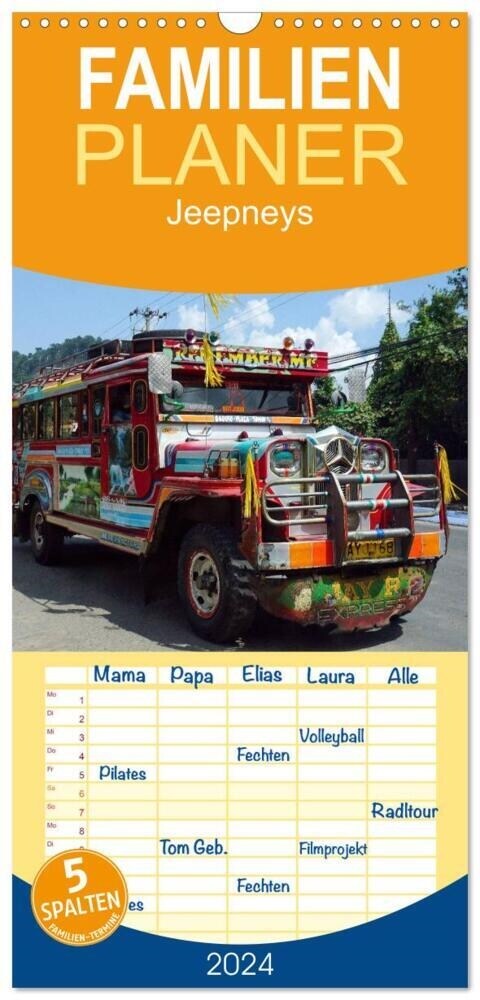 Familienplaner 2024 - Jeepneys mit 5 Spalten (Wandkalender, 21 x 45 cm) CALVENDO (Calendar)
