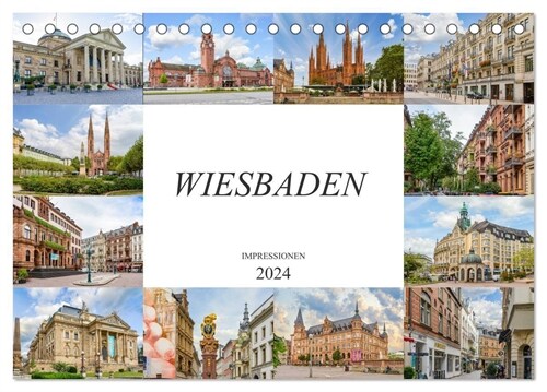 Wiesbaden Impressionen (Tischkalender 2024 DIN A5 quer), CALVENDO Monatskalender (Calendar)