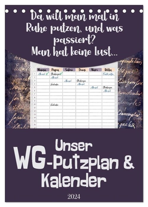 Gothic WG-Putzplan & Kalender 2024 (Tischkalender 2024 DIN A5 hoch), CALVENDO Monatskalender (Calendar)