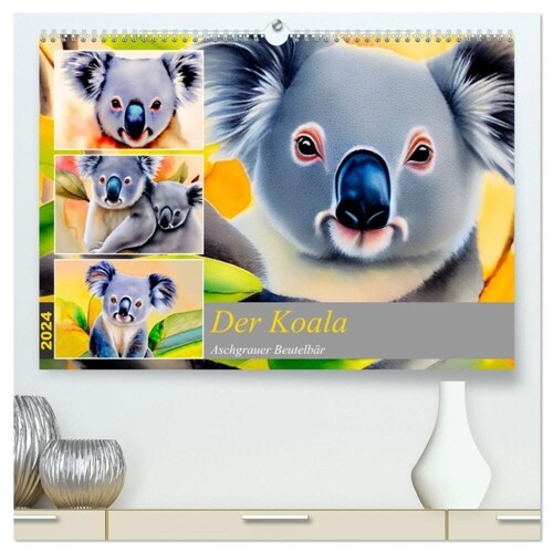 Der Koala 2024. Aschgrauer Beutelbar (hochwertiger Premium Wandkalender 2024 DIN A2 quer), Kunstdruck in Hochglanz (Calendar)