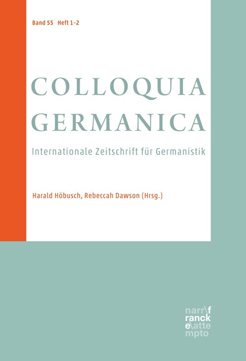 COLLOQUIA GERMANICA 55, 1-2 (Paperback)