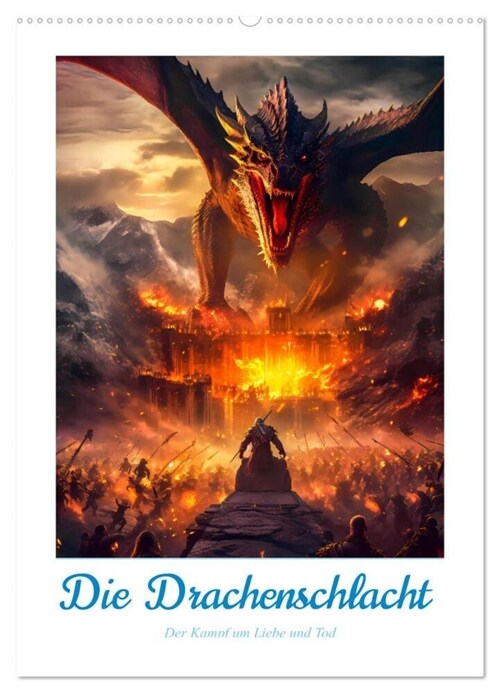 Die Drachenschlacht (Wandkalender 2024 DIN A2 hoch), CALVENDO Monatskalender (Calendar)