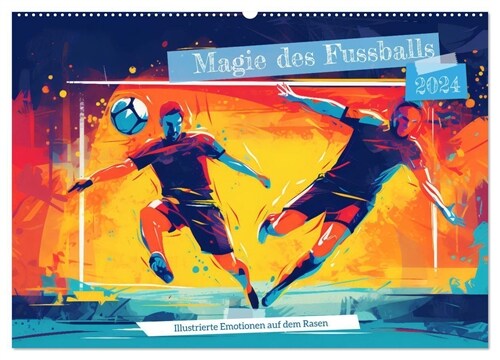 Magie des Fussballs - Illustrierte Emotionen auf dem Rasen (Wandkalender 2024 DIN A2 quer), CALVENDO Monatskalender (Calendar)