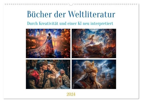 Bucher der Weltliteratur (Wandkalender 2024 DIN A2 quer), CALVENDO Monatskalender (Calendar)